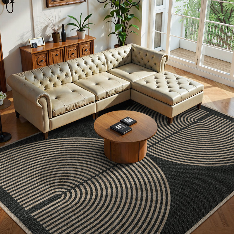 Tapis de jute moderne pour l'extérieur, Rectangle 8 pi x 10 pi