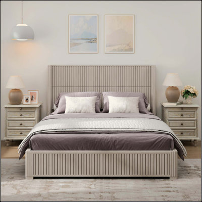 Structure de lit plateforme en bois avec tête de lit, aucun sommier requis, lit sur pied, assemblage facile