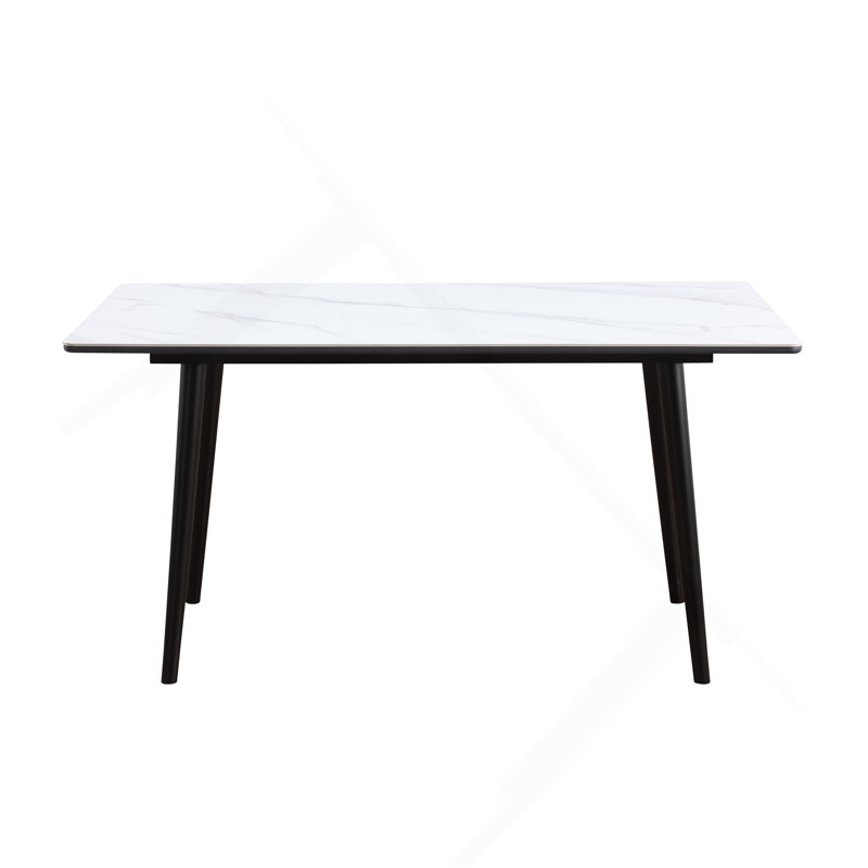 Stone Top Metal Base Dining Table, White