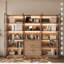 Bibliothèque de 94,5 po avec portes en verre, armoire de rangement à 3 niveaux avec lumières DEL