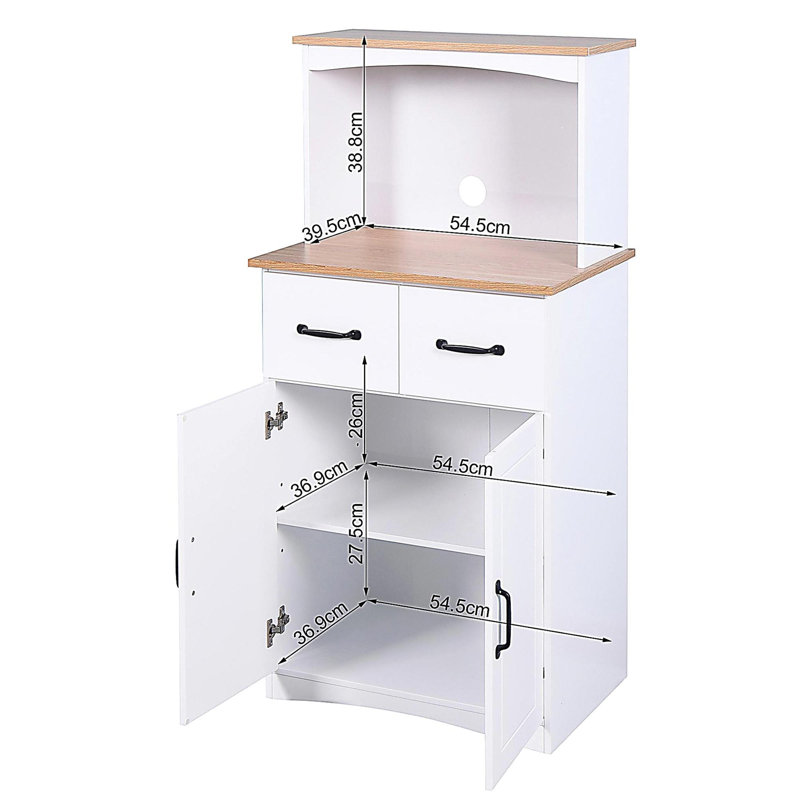 White Wooden Kitchen Cabinets White Pantry Storage Microwave Oven Cabinet with Storage Drawers