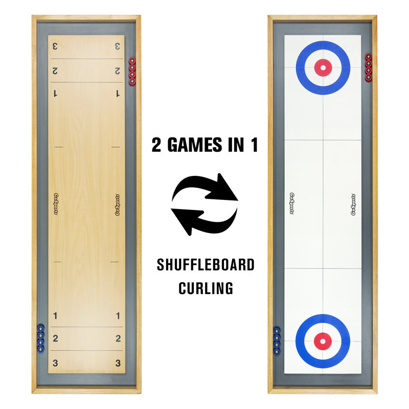 Solid Wood Double-Sided Shuffleboard and Curling Tabletop Game