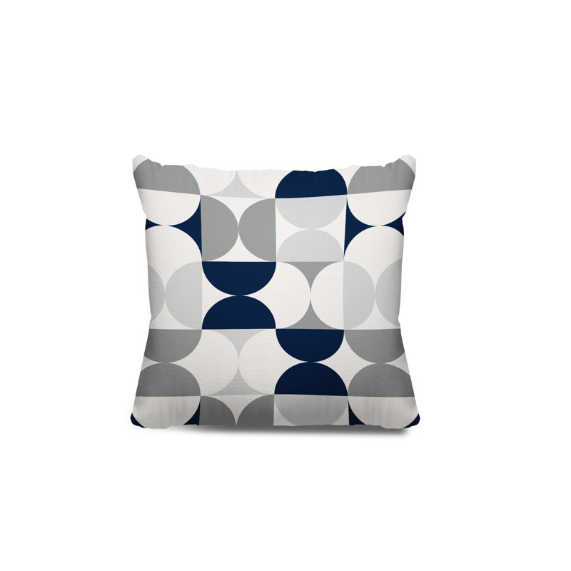 Coussin décoratif intérieur / extérieur Pitto Griffin, 19 po x 19 po, Gris / bleu marine