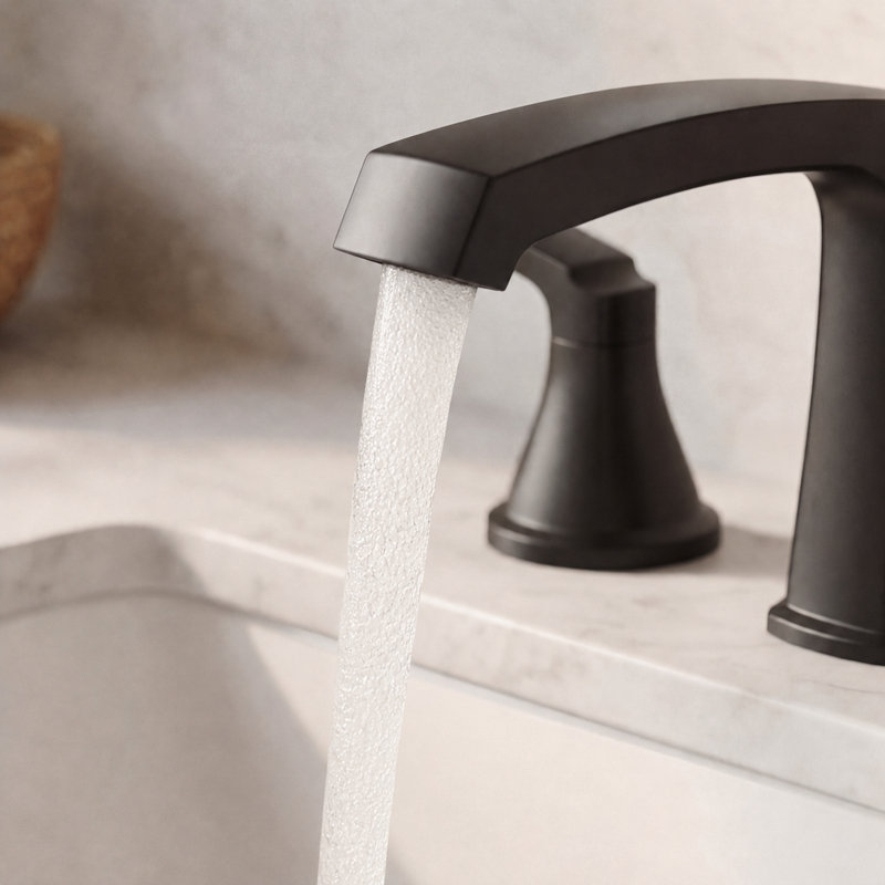 Robinet de lavabo de salle de bain à 3 trous Waterfall, Noir mat