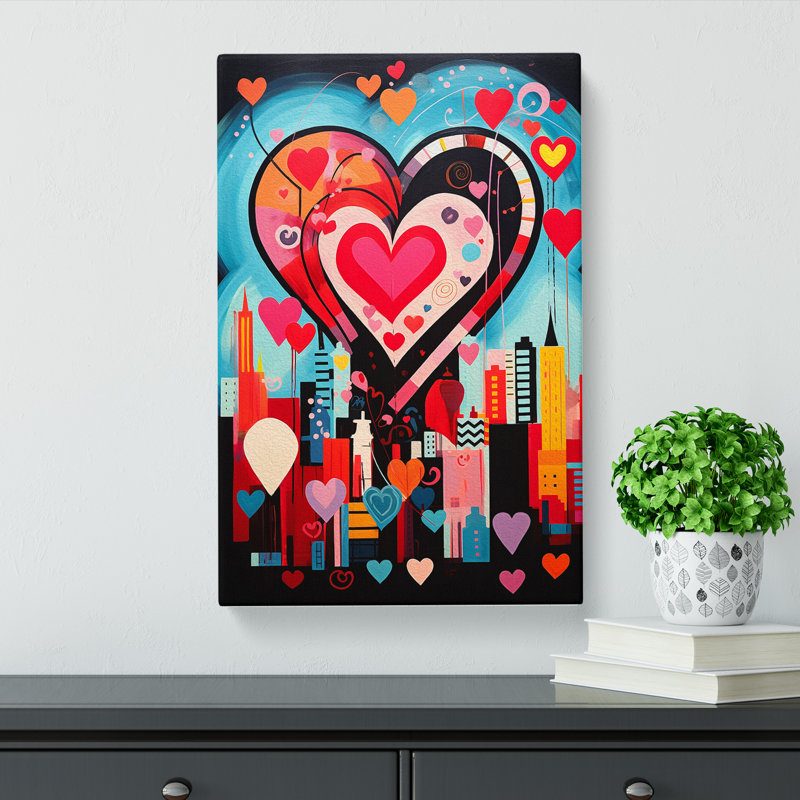 Love Heart Constructivism - Wrapped Canvas, 50cm H x 35cm W x 3cm D