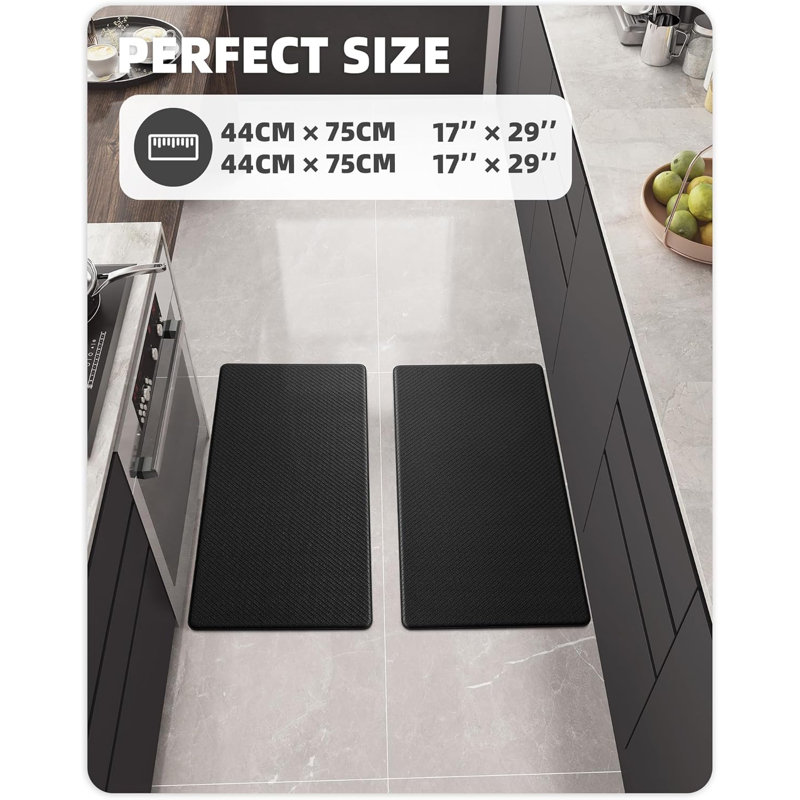 Tapis de cuisine anti-fatigue Jendrik, Noir, 17 po x 29 po et 17 po x 29 po
