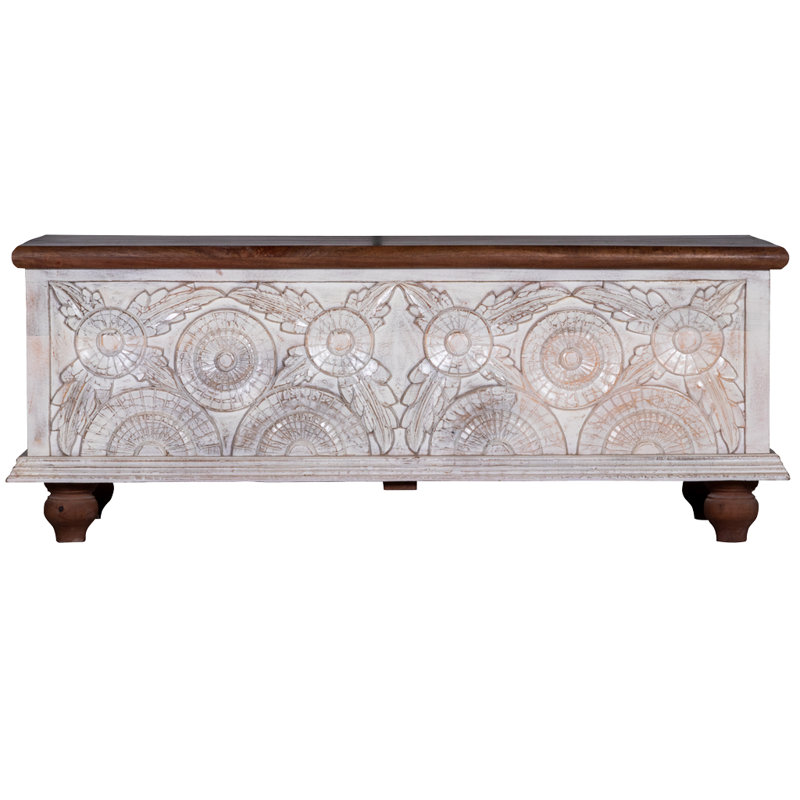 Santini Solid Wood Blanket Chest, Whitewashed