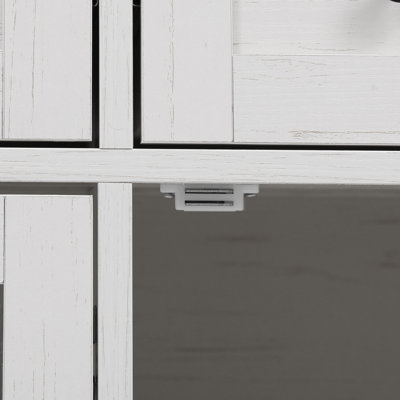 Îlot de cuisine roulant avec 2 portes d'armoire en verre et prise de courant