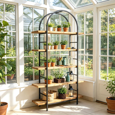 Étagère de rangement robuste à 5 niveaux pour garage, capacité de charge totale de 2 000 livres, support de rangement autoportant en métal et en bois pour l'entrepôt du sous-sol et l'organisation à la maison