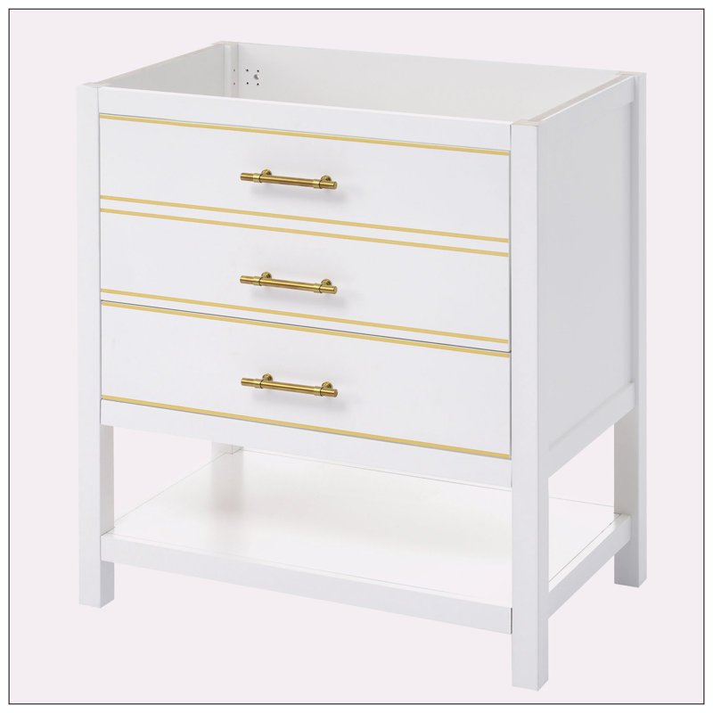 White and Gold Freestanding Single Bathroom Vanity Base
