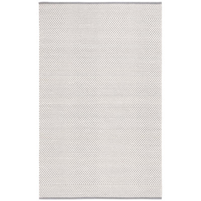 Wetherington Flat Weave Wool/Cotton Geometric Rug in Ivory/Gray
