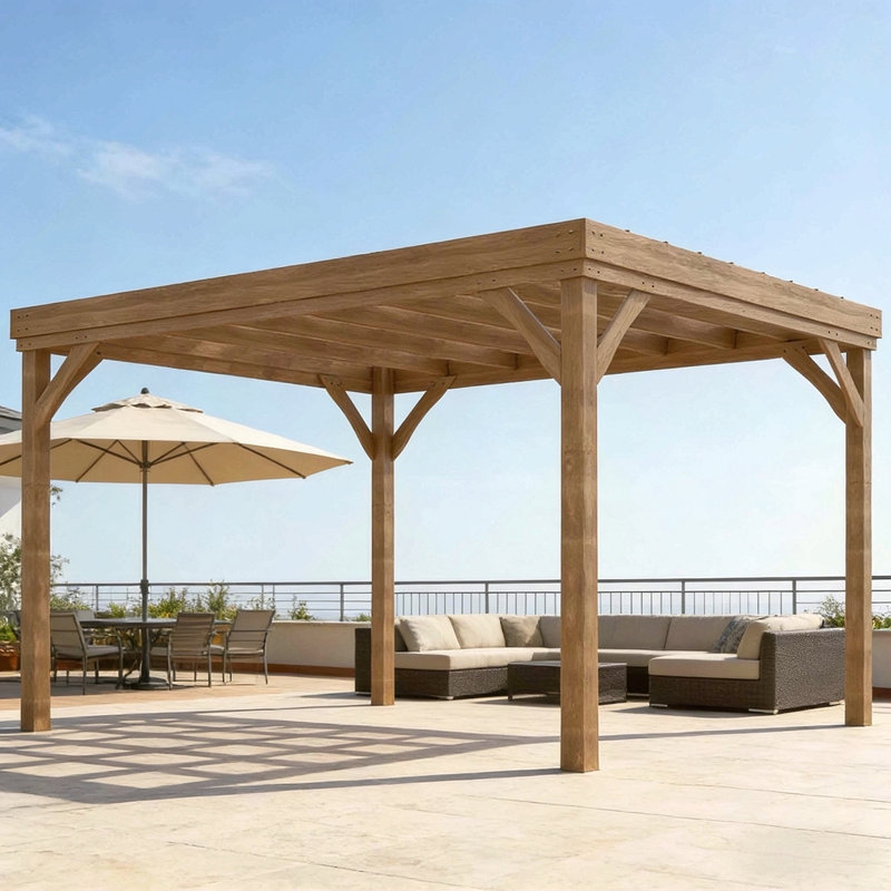 Pavillon de jardin pour la cour arrière, pavillon de jardin pour la vigne, pergola en bois pour l'extérieur, Brun