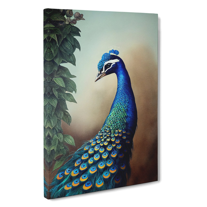 XV1022-3454X Peacock View No.2 - Print, 76cm H x 50cm W x 3cm D, White, Wrapped Canvas