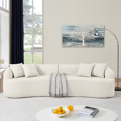 Curved Modular Sectional In Lamb's Wool Fabric, Modern Minimalist Style, Compressed, No Assembly Required, Beige - Comfortable Sitting With One Piece Sponge Filling, Ideal For Living Room And Bedroom