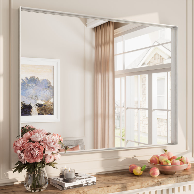 Miroir mural Aevar, 40 po x 30 po, Argent brossé
