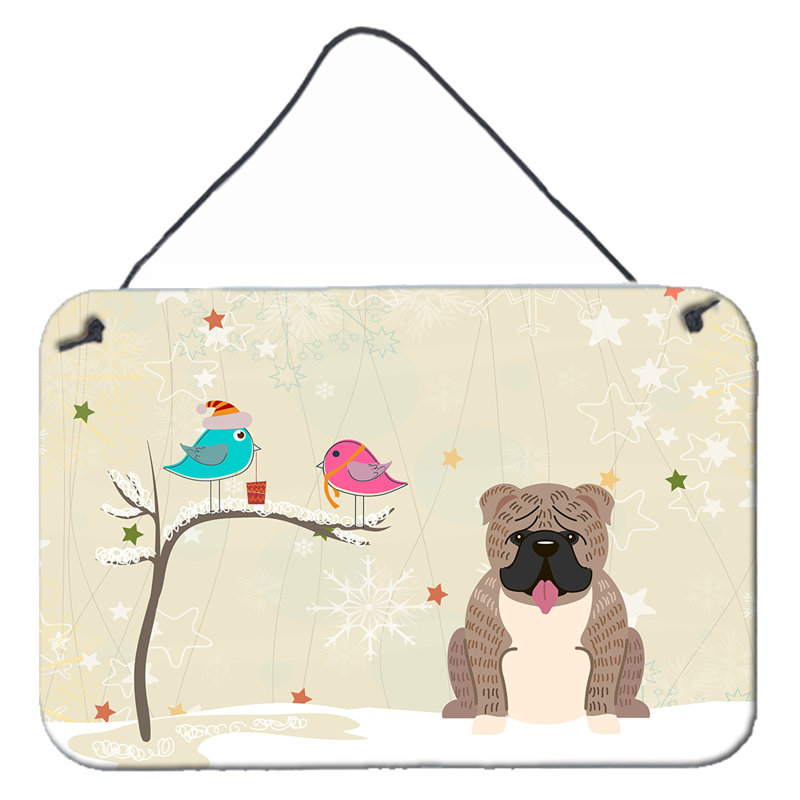 Christmas Dog Decorative Accent, Gray/Light Brown, English Bulldog