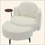 Canapé simple de 42,5 po, table d'appoint une pièce, avec repose-pieds en forme de représentant, repose-pieds mobile, petit salon, bureau, appui-tête amovible, accoudoirs enveloppants, tissu en velours d'agneau-555140387