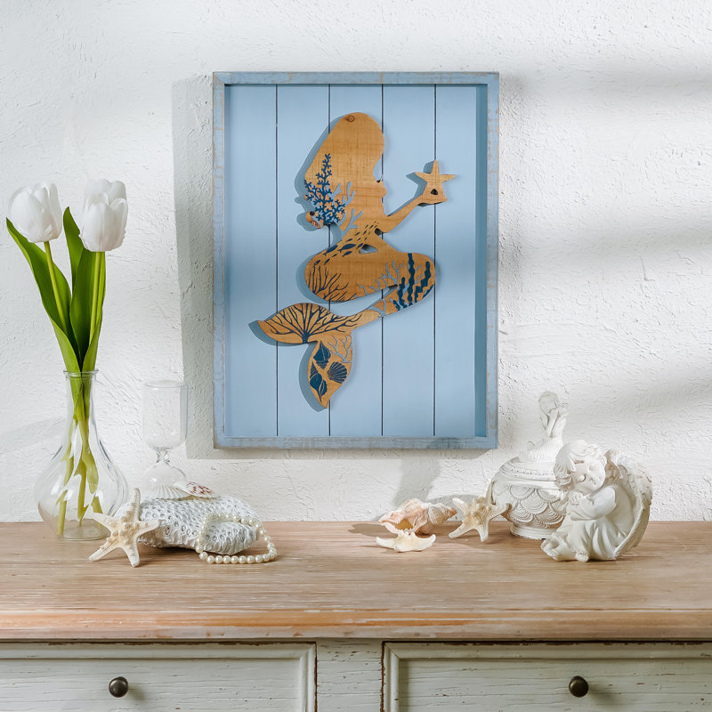 Décoration murale en bois étoile de mer rustique sirène