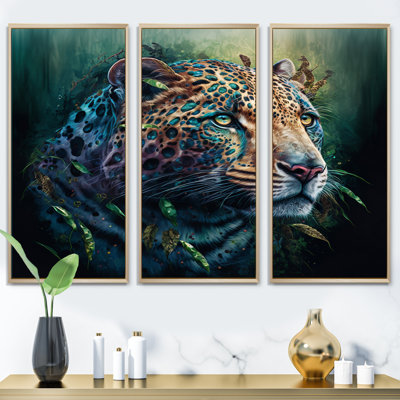 «Jungle Leopard In The Wild», reproduction sur toile 3 pièces