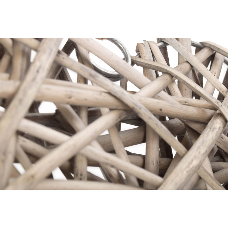 Wicker Heart Shaped Hanging Sculpture, 30cm H x 30cm W x 6cm D