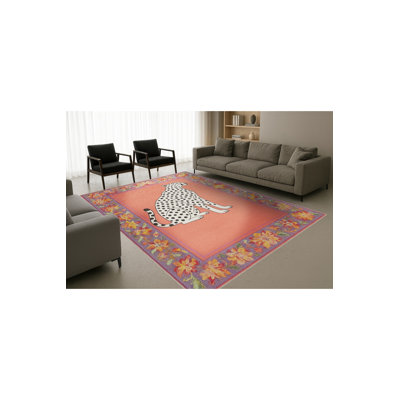 Tapis tissé à motif de tigre orange Mosso