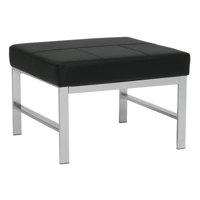 Atlas Modern Chrome and Leather Ottoman