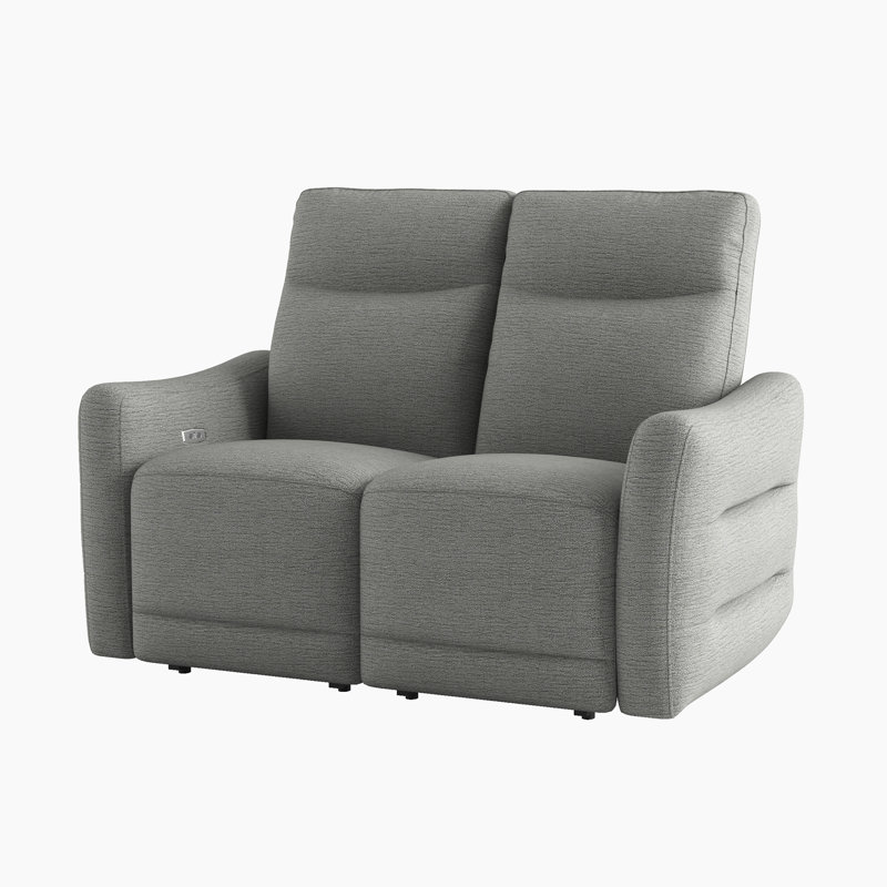 Tiffy 56.5" Modern & Contemporary Chenille Power Double Reclining Love Seat with Adjustable Headrest, Lay Flat Recline Function