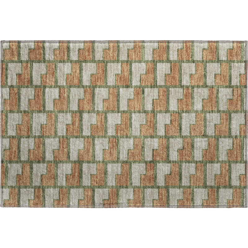 Premium Machine Washable Mayfield AMF2416 Geometric Rug, 2'6" x 3'10", Copper