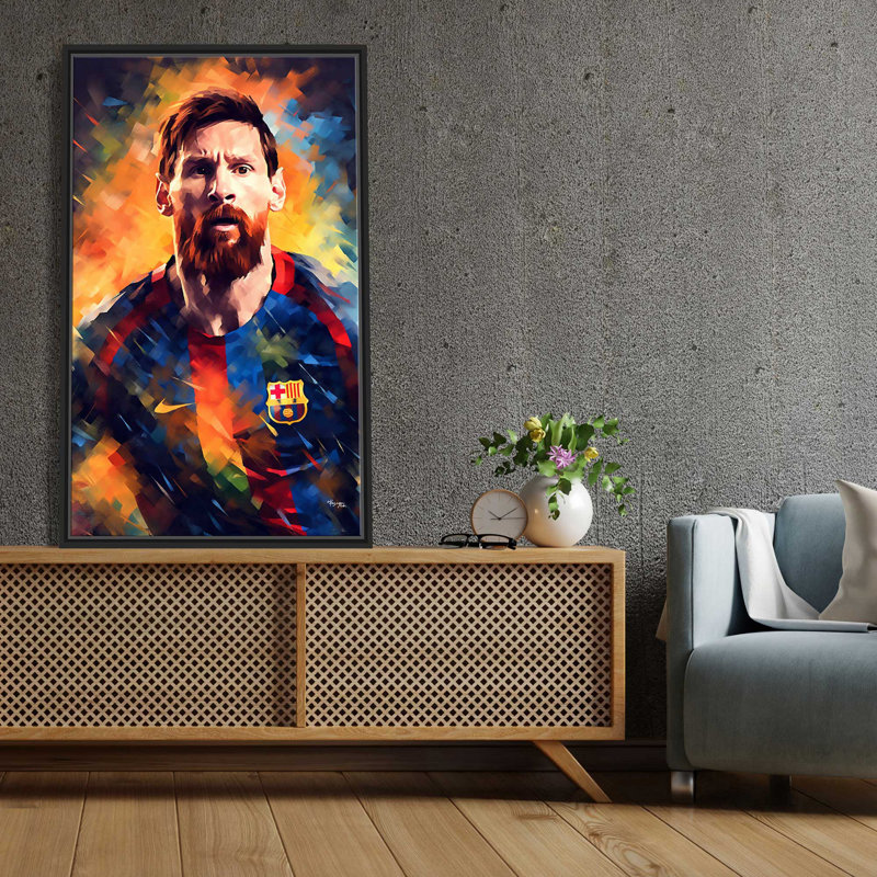 Lionel Messi, a Ballon D'or Legend, FC Barcelona par V2 Design Co. - peinture à cadre flottant sur toile
