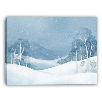«Snowy Hills Winter Birches», art mural sur toile tendue