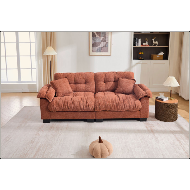 Canapé 3 places en chenille, Orange