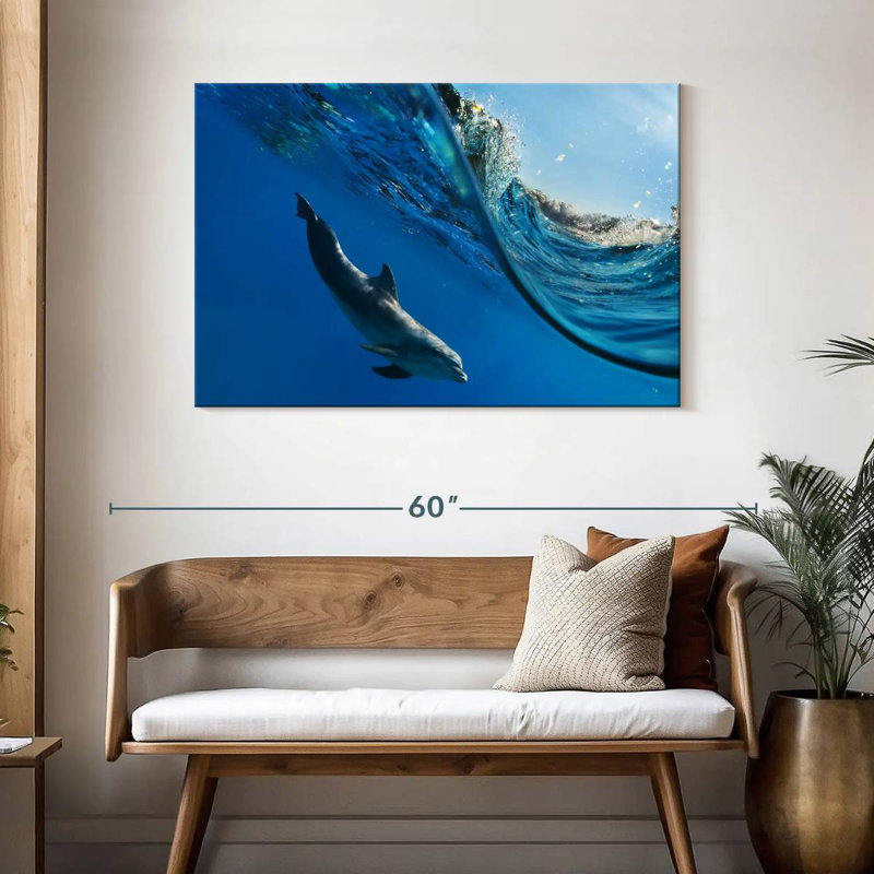 Dolphin Under The Wave, 30" H x 45" W