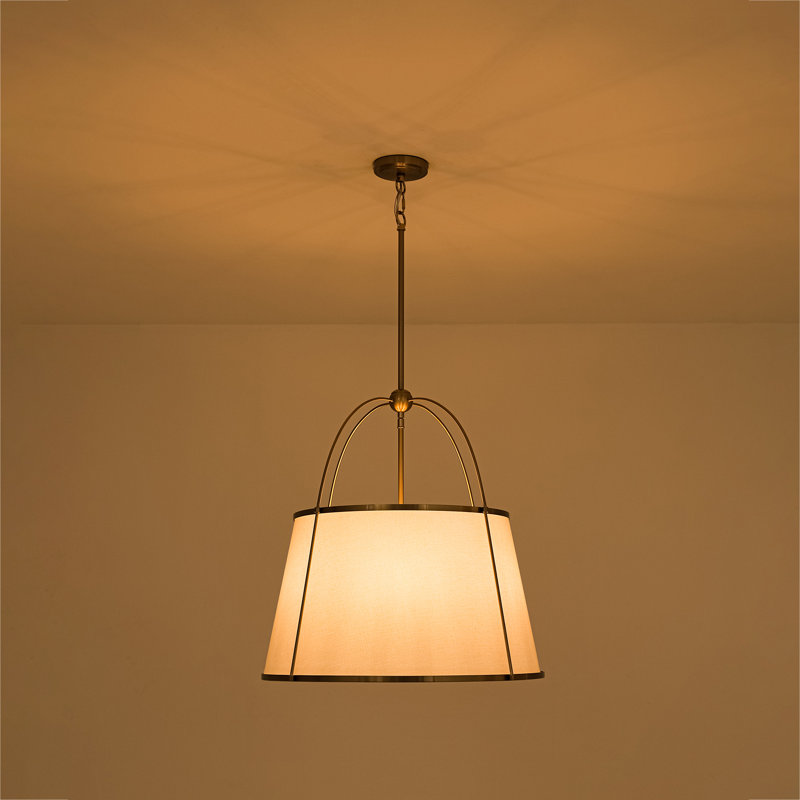 5-Light Modern Farmhouse Chandelier With Off-White Fabric Shade, 24.1'' H X 22.8'' W X 22.8'' D