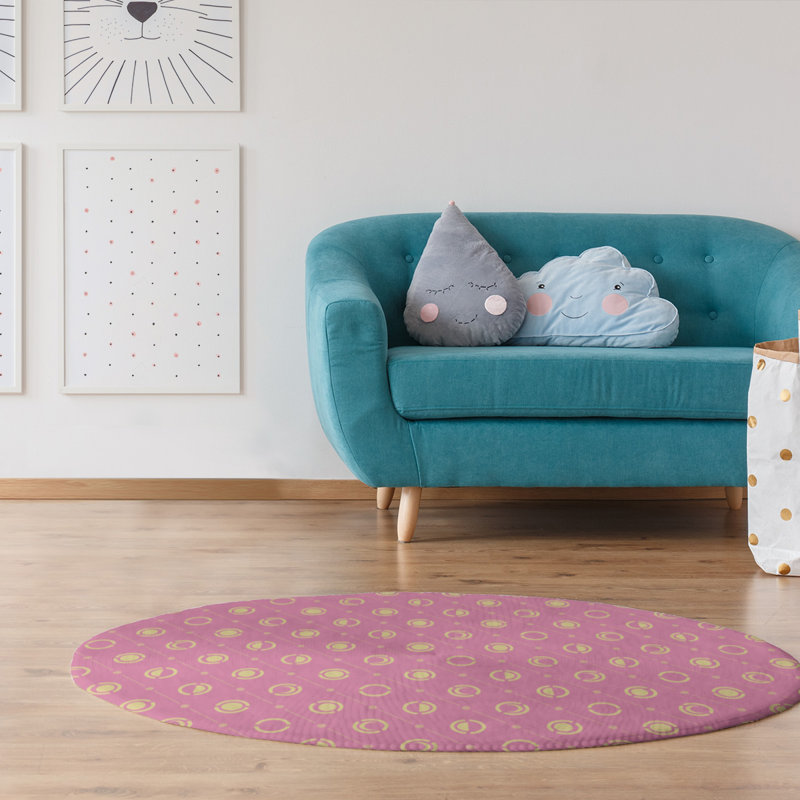 Tapis de la lune phases rose/ivoire, Rond 5 pi