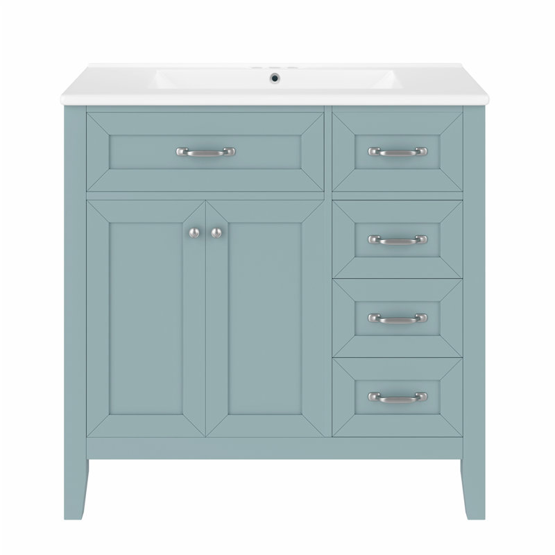Meuble-lavabo 36 po avec lavabo, Noir, Vert