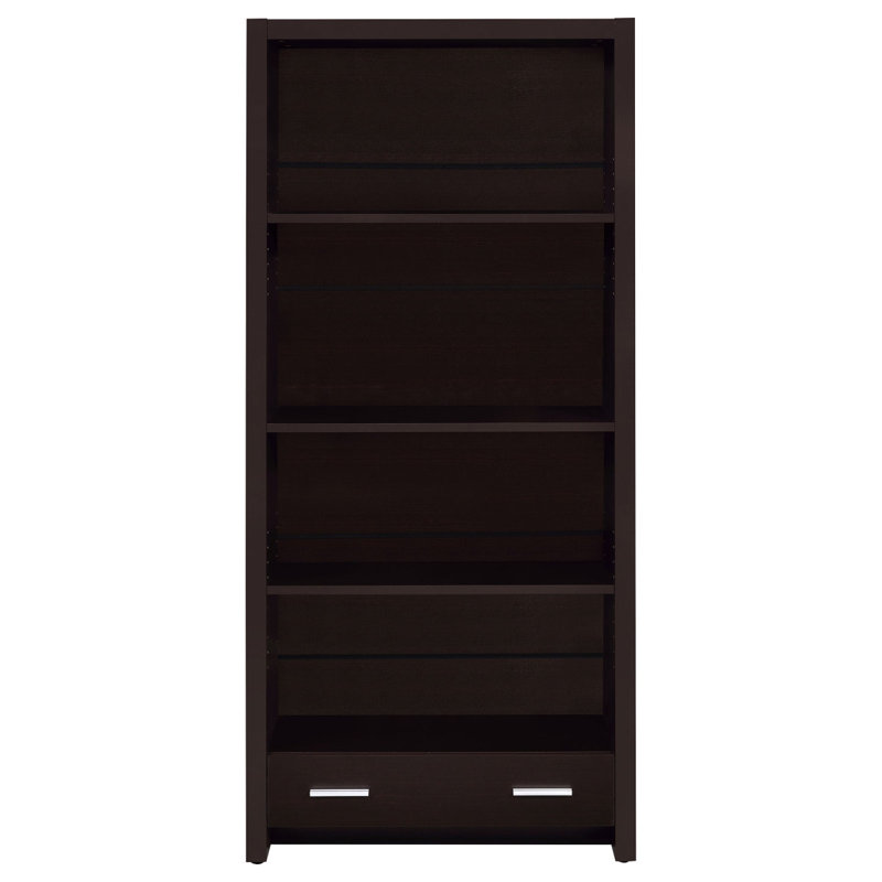 Maureen Cappuccino 5-Shelf Bookcase With Drawer