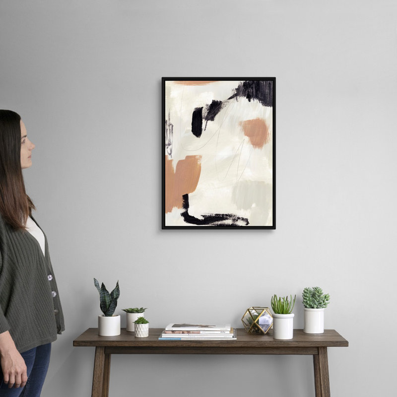 «Dialogue II» par Victoria Barnes - reproduction d'art sur toile, H 26 po x l 20 po x P 1,75 po, Cadre flottant noir