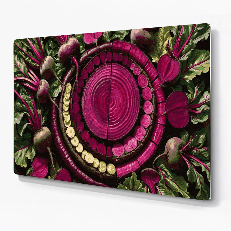 Art mural en métal légumes et betterave rouge, H 24 po x l 36 po