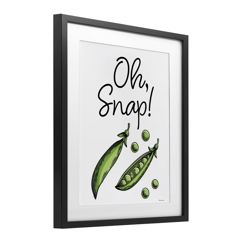 Oh Snap Peas, reproduction sous verre encadrée, conception par Susan Ball, H 16 po x l 13 po, Cadre noir minuit sous verre