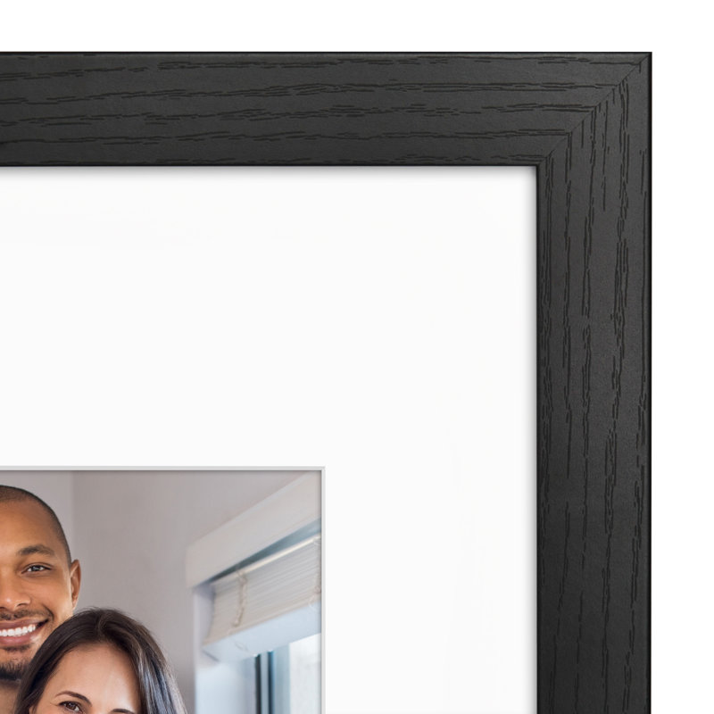 Americanflat Picture Frame - Frame with Mat - Wide Molding - Shatter-Resistant Glass, Black, 11" x 17"