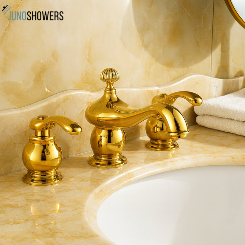 Nantes Ivory Dual Handle Mixer Tap Gold Bathroom Faucet – Elegant Luxury for Your Bathroom