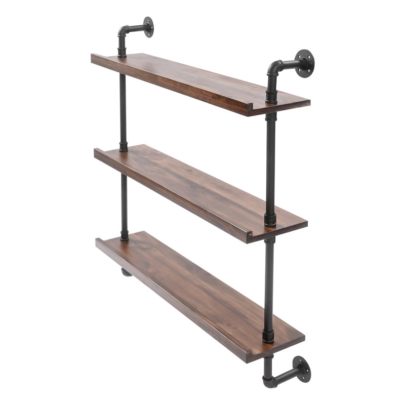 3-Tier Wine Rack, Wall-Mounted Wine Bottle Rack, Brown