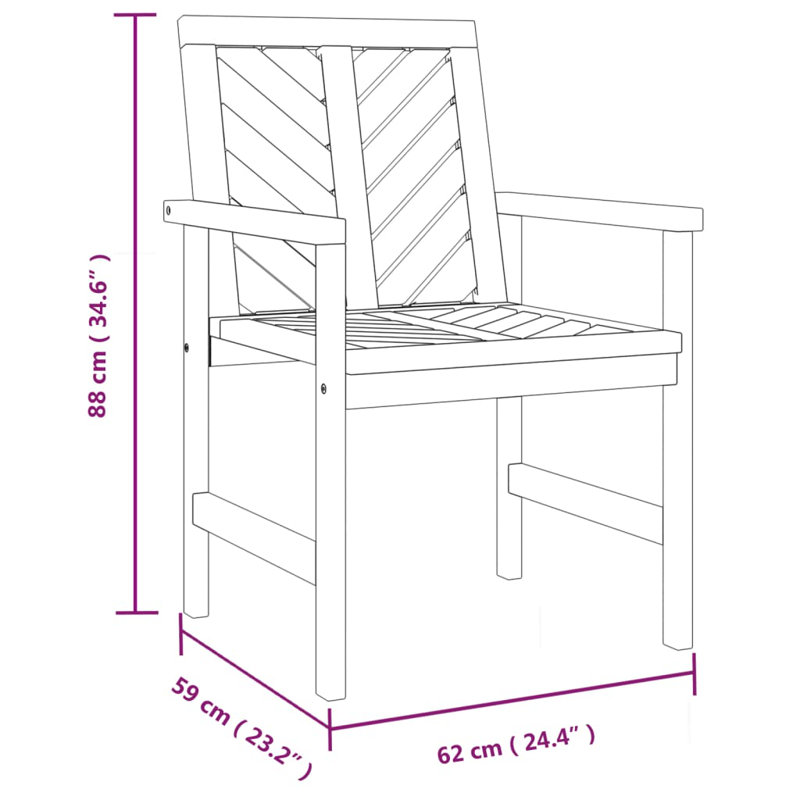 Garden Dining Chairs Solid Wood Acacia