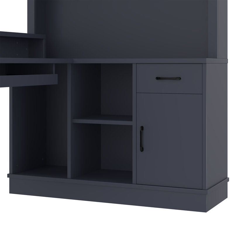Bureau d'ordinateur en L avec prise de courant (sans la chaise), Noir