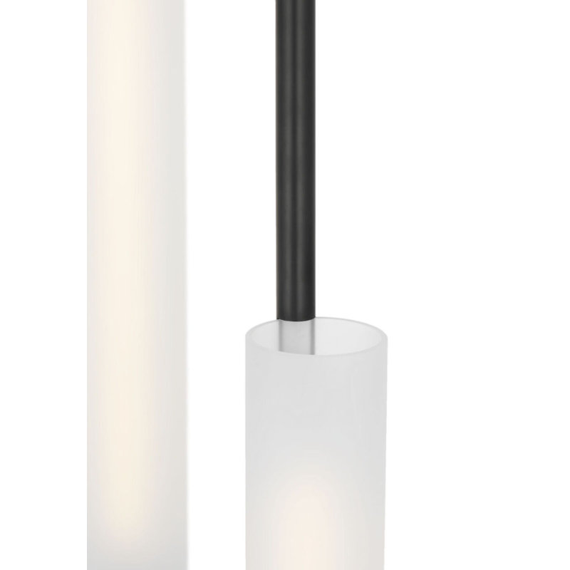 Windchime Chandelier with Soft Etched Glass, Bronze, 39" H x 11.25" W x 11.25" D, 3 Lights