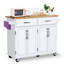 Chariot pour îlot de cuisine sur roulettes avec tiroirs de rangement et armoires, chariot de cuisine avec comptoir en bois d'hévéa-303154478