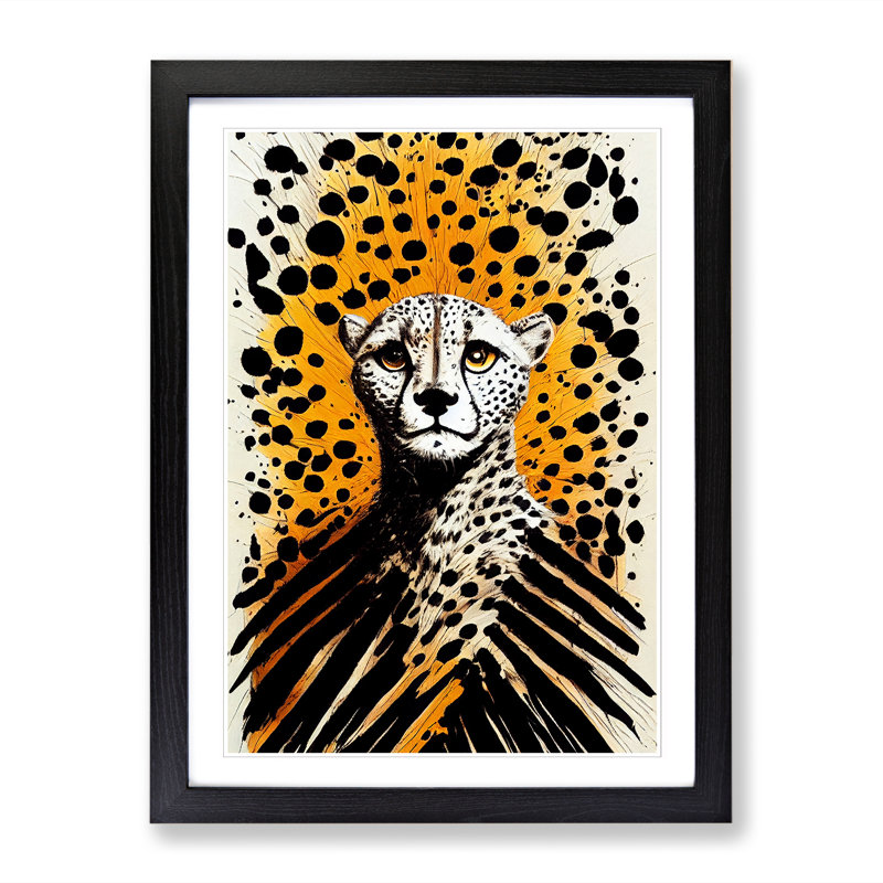FRM-V0523-2951X Young Cheetah - Single Picture Frame Print, 34cm H x 25cm W x 2cm D, Black