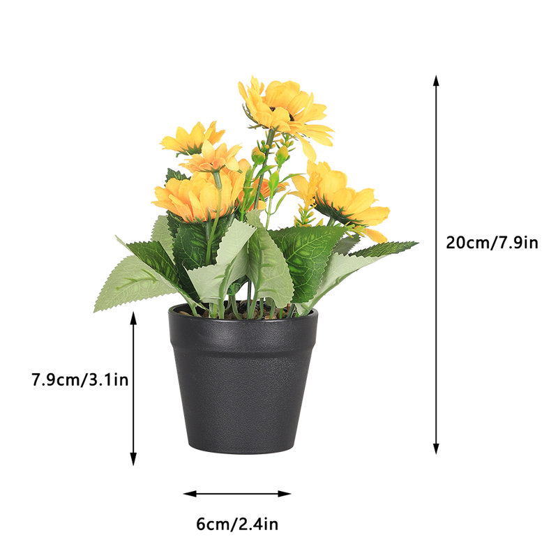 Plante artificielle en pot à fleurs jaunes