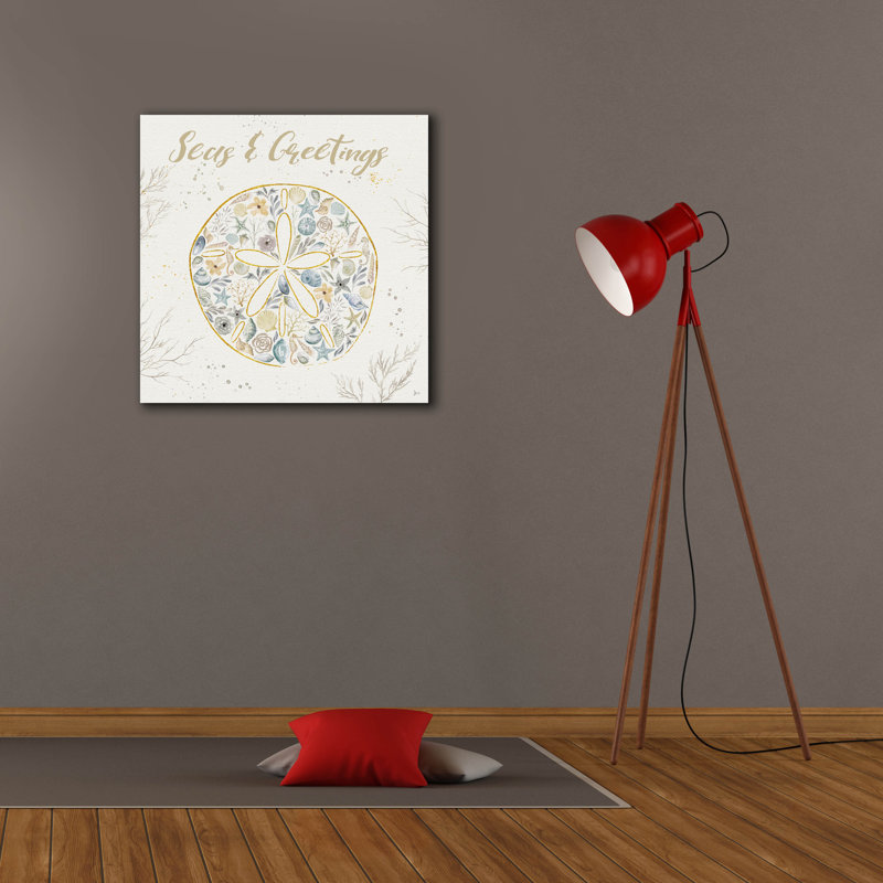 «Seaside Blossoms IV Blue Greetings» par Jess Aiken, art mural sur toile, 18 po x 18 po, H 26 po x l 26 po x P 1,5 po