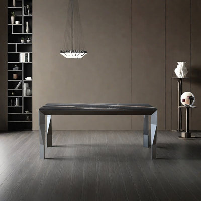 Sintered stone simple stainless steel dining table